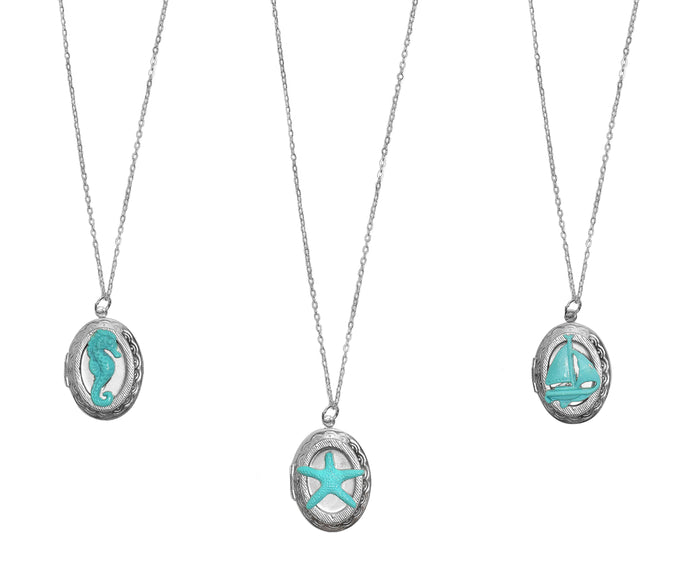 Seaside Solid Perfume Locket Necklace-Comes with a free Necklace Charm