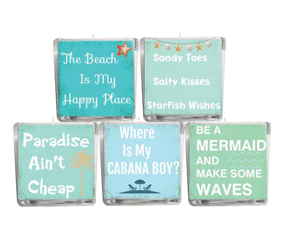 The Beach is My Happy Place Quote Candle-Comes with a free Starfish Charm