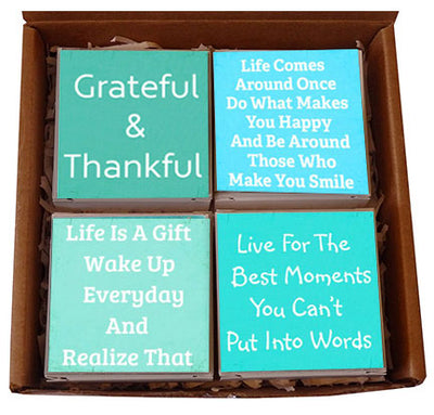 Be Grateful Inspiration Quote Soap Set of 4 Gift Box-Free Beach Charm