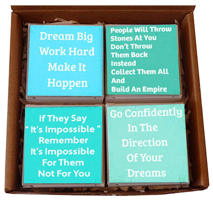 Dream Motivation Inspiration Quote Soap Set of 4 Gift Box-Free Beach Charm