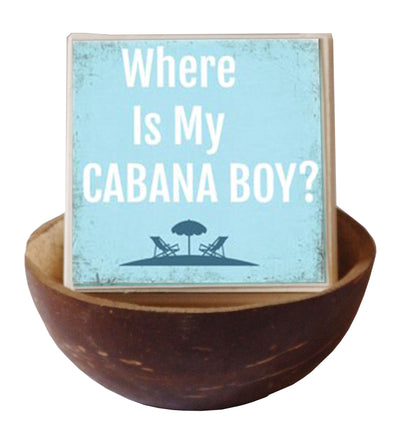 Coconut Shell Cabana Boy Beach Quote Soap Gift Set