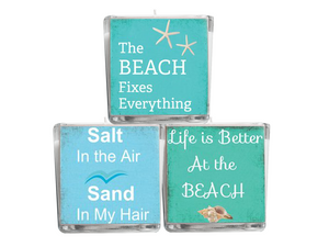 Seas the Day Beach Quote Candle-Comes with a free Starfish Charm