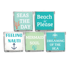 Seas the Day Beach Quote Candle-Comes with a free Starfish Charm