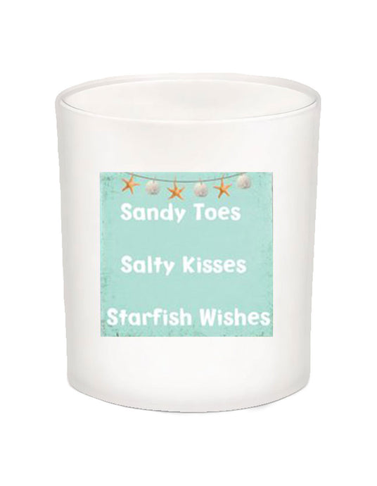 Sandy Toes,Salty Kisses Quote Candle-All Natural Coconut Wax