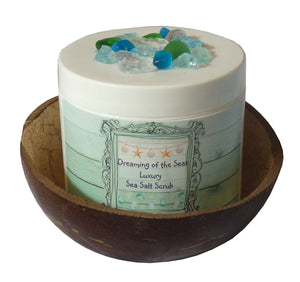 Coconut Shell Dreaming of the Sea Luxury Sea Salt Scrub Gift Set-Comes with a free Starfish Charm