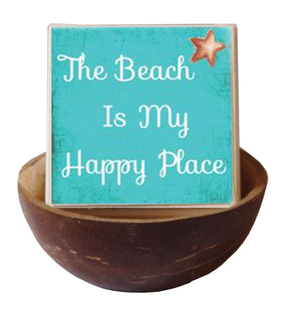 Coconut Shell The Beach is My Happy Place Beach Quote Soap Gift Set
