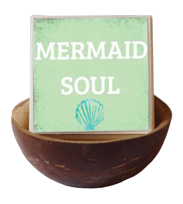 Coconut Shell Mermaid Soul Beach Quote Soap Gift Set