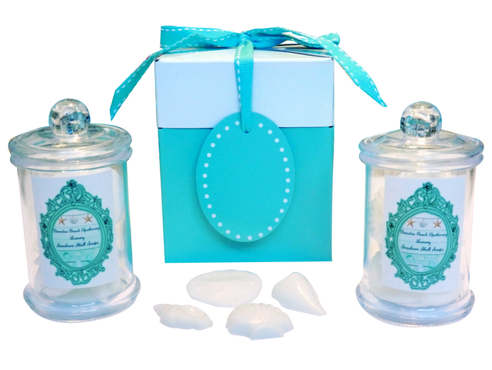 Seashore Shell Soaps Apothecary Jar Set of 2-Free Shell Jewelry Charm