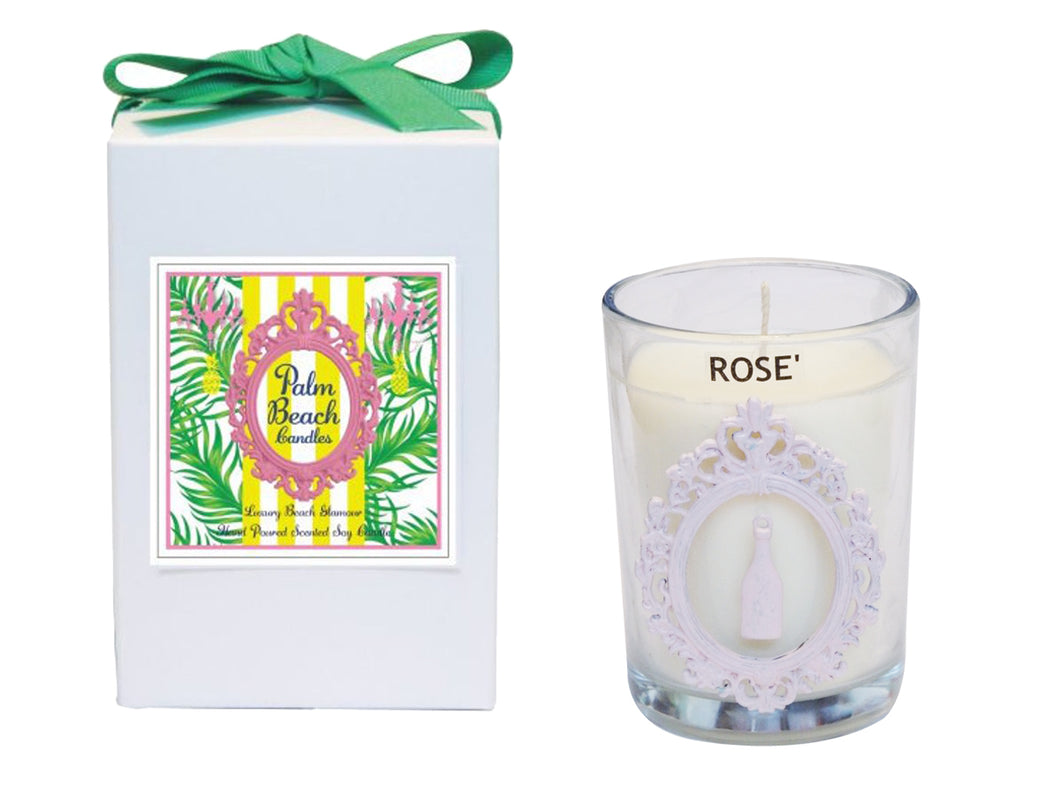 Luxury Palm Beach ROSE' Wine Seaside 100% Coconut SOY 8 oz. Candle