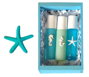 Coastal Crate Sand & Sea Aromatherapy Roll On Perfume Gift Set-Free Starfish Charm