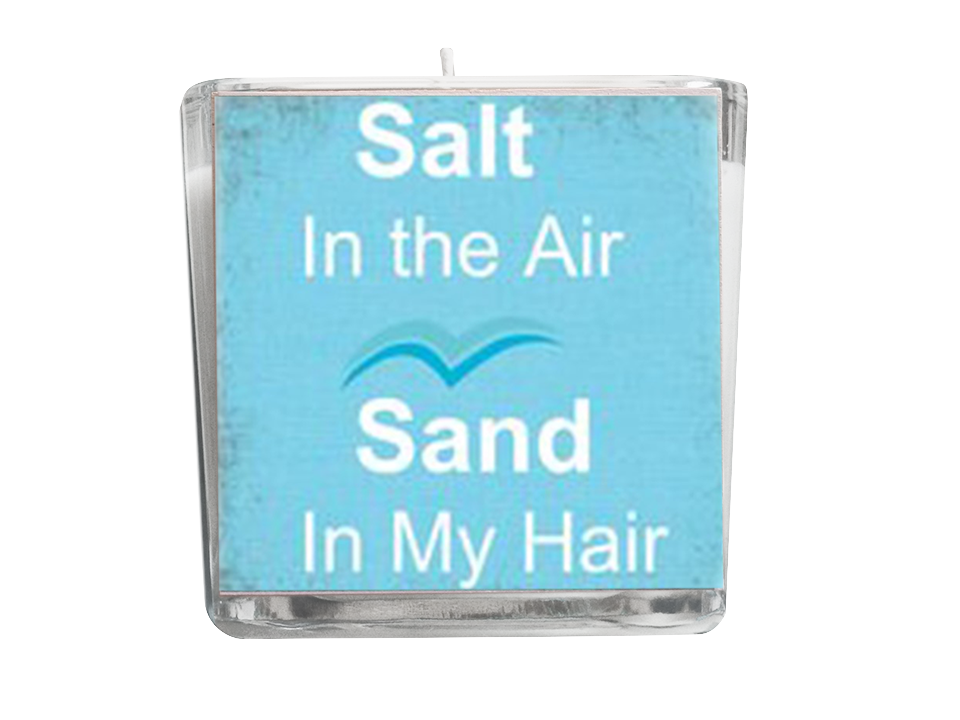 Sand in the Air Salt in My Hair Beach Quote Candle-Comes with a free Starfish Charm