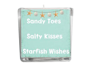 Sandy Toes, Salty Kisses Quote Candle-Comes with a free Starfish Charm