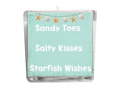 Sandy Toes, Salty Kisses Quote Candle-Comes with a free Starfish Charm