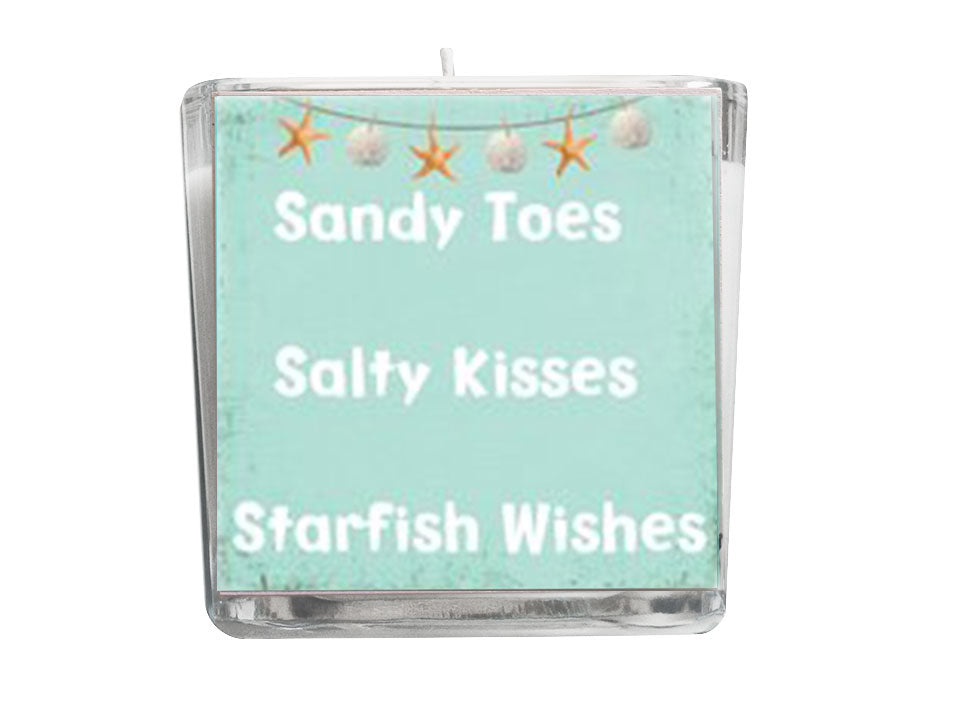 Sandy Toes, Salty Kisses Quote Candle-Comes with a free Starfish Charm