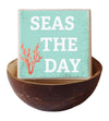 Coconut Shell Seas the Day Beach Quote Soap Gift Set