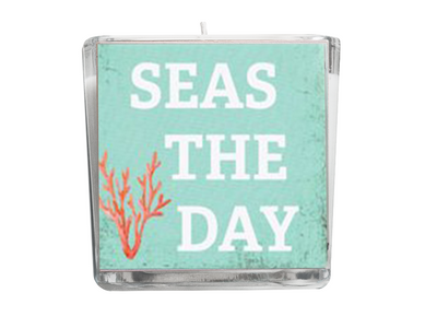 Seas the Day Beach Quote Candle-Comes with a free Starfish Charm