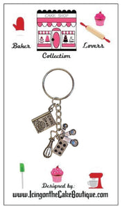 Baker Lovers Dream Key Chain-Muffin Pan, Whisk and Measuring Spoons