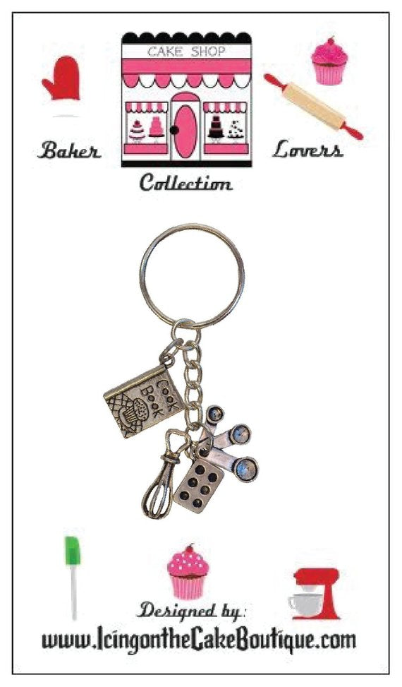 Baker Lovers Dream Key Chain-Muffin Pan, Whisk and Measuring Spoons