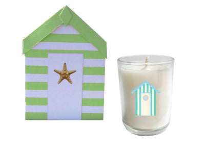 Blue Cabana Beach Hut Candle-Comes with a free Necklace Charm