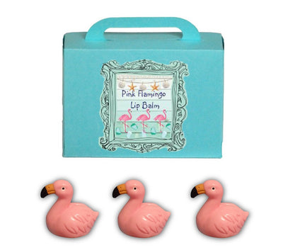 Pink Flamingo Lip Balm Gift Set of 3-Comes with a free Flamingo Charm