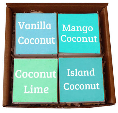 Coconut Dream Fragrance Scents Quote Soap Set of 4 Gift Box-Free Beach Charm